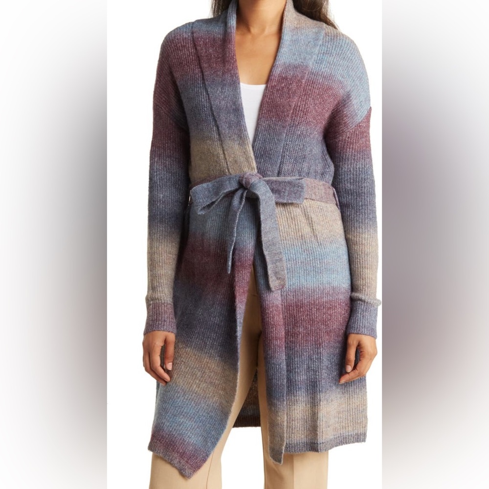 Belldini Women’s Open Front Space Dye Long Cardigan Sweater.